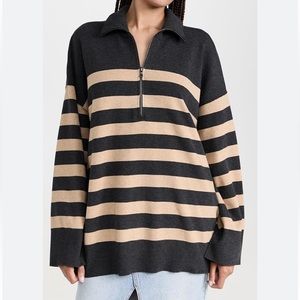 Free people coastal stripes pullover (carbon camel combo) S